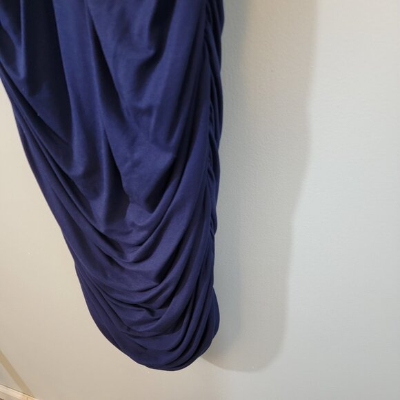 Venus Dress Sexy Navy Blue V Neck Sleeveless Stretch‎ Ruched Sides Size L - Picture 5 of 8